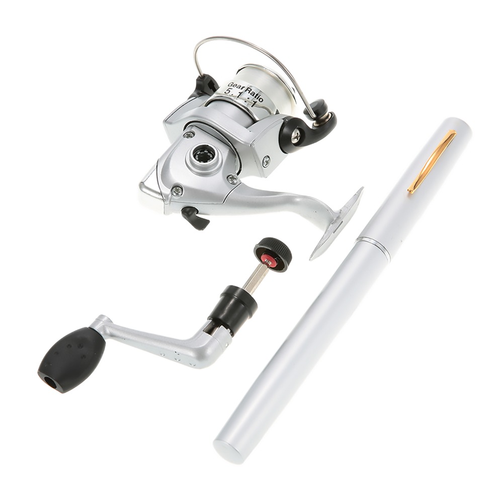 Fly Reel - Tragbare Teleskop-Taschenangelrute Leichtgewichtige Silberne Stift-Angelrute Mini-Stift-Angelrute
