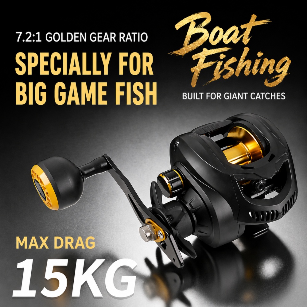 Spincast Reel - 7,2:1 Hochleistungs-Baitcasting-Rolle 15kg Max Bremskraft 18+1BB