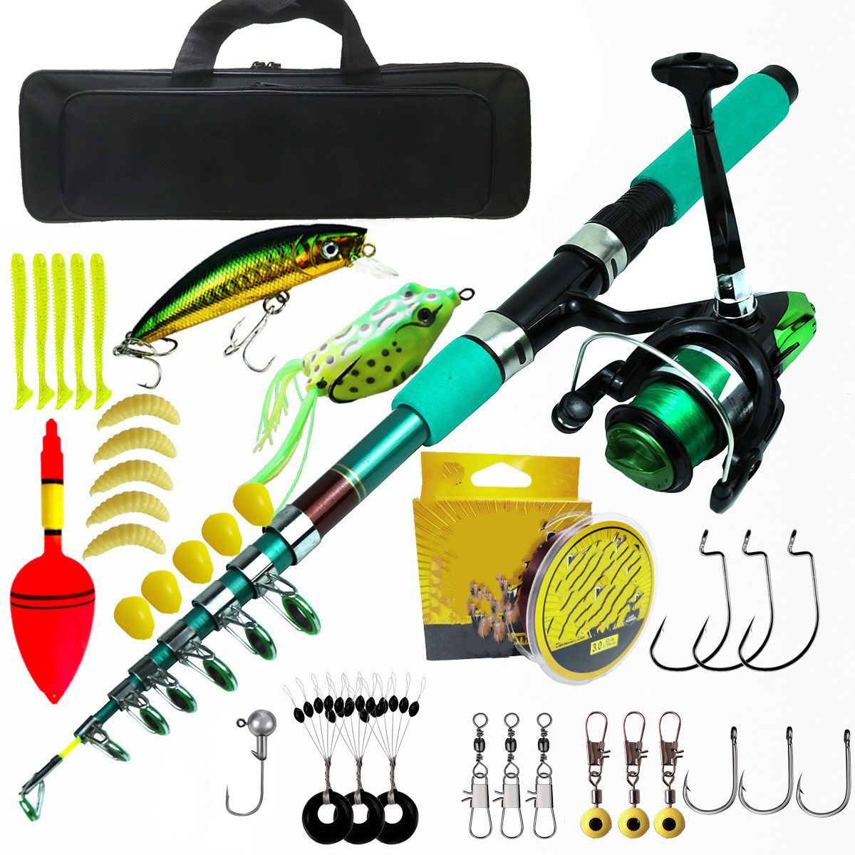 Spinning Reel - Tragbares Ultraleichtes Karpfen-Teleskop-Spinnruten- und Rollen-Set, zusammenklappbare
